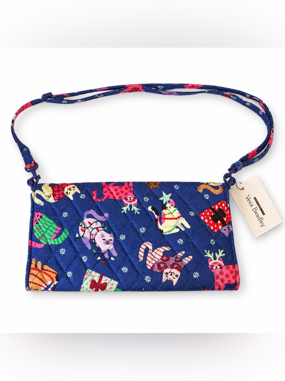 Vera Bradley Holiday Cat Print  Crossbody Wristlet NWT